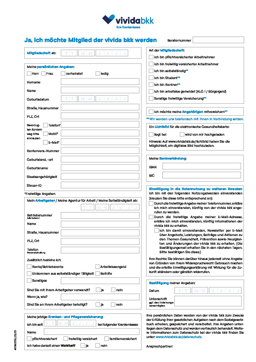 Mitgliedschaftsantrag